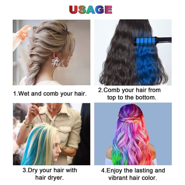 10 stk. Børne Farverig Hårfarve Kam Legetøj Mode Fest Hårkridt Kam Sæt Pige Engangs Hårfarvnings Kam 10 colors