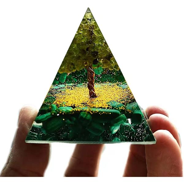 Livets Træ Orgonit Pyramide For Positiv Energi Krystal Healing Orgon Pryamid Kollektion Meditation Tiltræk Rigdom Værktøj (grøn)