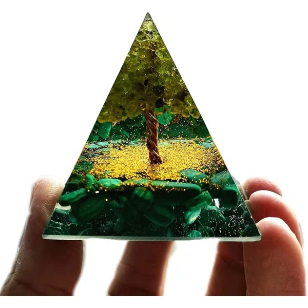 Livets träd Orgonite Pyramid för positiv energi Kristallläkning Orgone Pryamid Collection Meditation Attrahera rikedom Tool (grön)