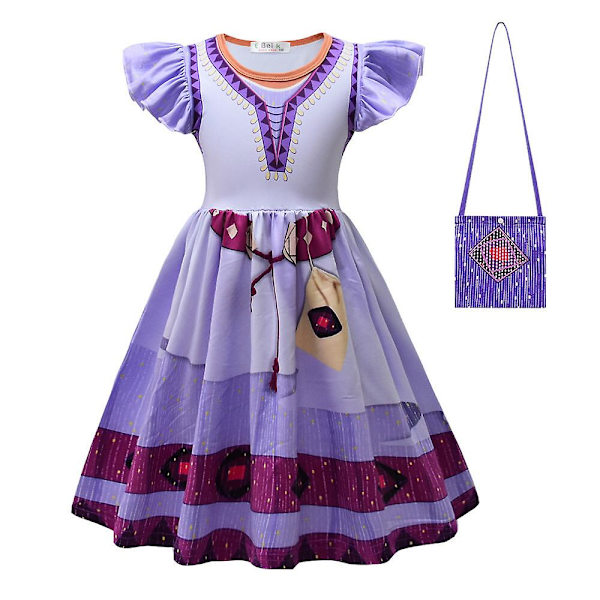 Violetti tyttöjen Halloween-mekkoasu, lasten prinsessamekko ja viitta Cosplay-asu set 2 100