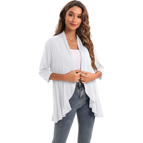 2023 Ny Dammode Temperament Rock Solid Färg Casual Cardigan Sju Punkter Topp white M