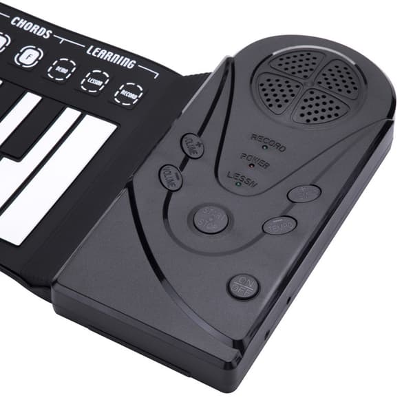 Foldbart elektronisk keyboard, håndrullet klaver, bærbart 49 tangenter til børn, begyndere Black