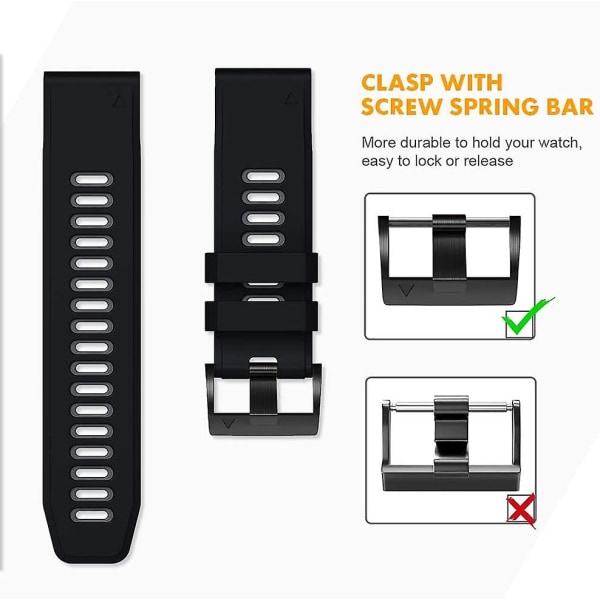 Mjukt silikonklockarmband, 22 mm bredd - Lätt att montera Fenix 5/fenix 5 Plus/forerunner 935/approach S60/quatix 5