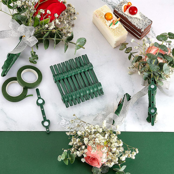 Blomster Boutonniere Magneter Corsage Broscher Magnet Och 1/2 Tum X 30 Yards Grön Blomsteromslag Tejp För Handgjorda Bröllop Brud Boutonnieres, Bukett