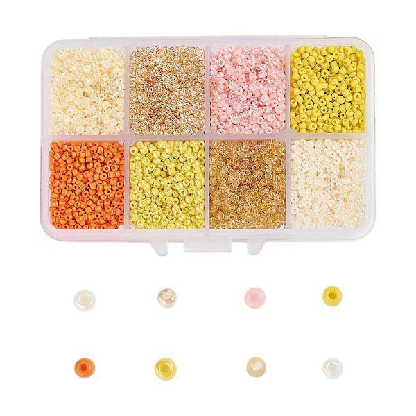 1 Eske 12/0 Glassfrøperler Ceylon Runde Løse Avstandsperler 2mm Blandet Farge 2mm Hull: 1mm ca 12500 stk/eske