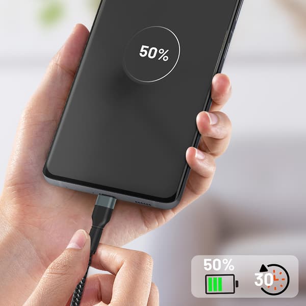USB-C - USB-C -kaapeli Power Delivery 60W pikalataus 3 m pituus LinQ musta
