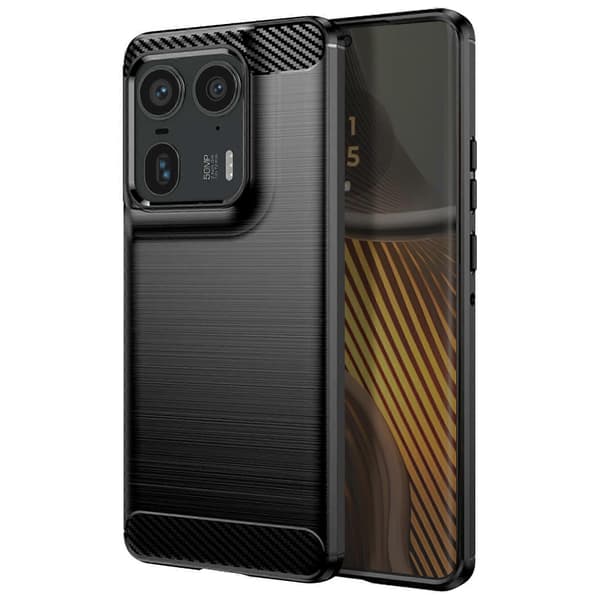 Etui til Motorola Edge 50 Ultra Silikone Design Børstet Effekt Sort, Sort
