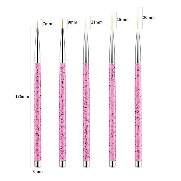 Nagelkonst Liner Pensel, UV Gel Färg Striping Penslar För Korta Slag, Detaljer, Blandning, Långsträckta Linjer pink quantity  5pcs