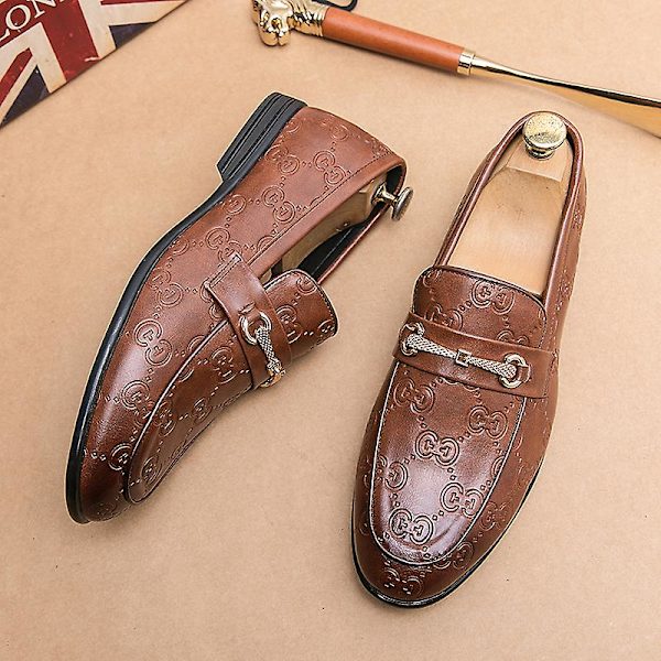 Herre Klassiske Moderne Formelle Oxfords Snøresko Lædersko Casual Sko a7755 Brown EU 44