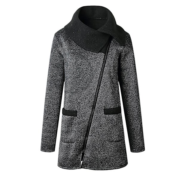Höst Dam Hög Hals Casual Jacka Kappa Parka Hoodie Lång Dragkedja Ytterkläder Toppar 4XL A