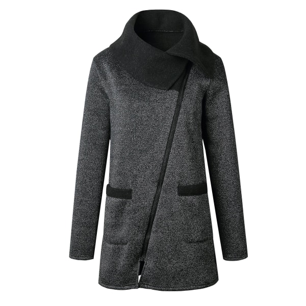 Höst Dam Hög Hals Casual Jacka Kappa Parka Hoodie Lång Dragkedja Ytterkläder Toppar 4XL C