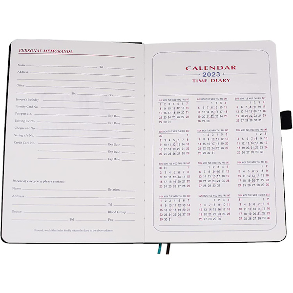 A5 2023 Kalender Ugevis Oversigt Fra Jan Til Dec 2023, Ugentlig Kalender Med Tid, Produktivitets Daglig Planlægger Med Månedlige Faner, Syrefrit Papir 100gsm, Hardcover,