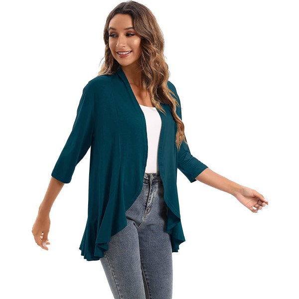 2023 Ny Dammode Temperament Rock Solid Färg Casual Cardigan Sju Punkter Topp green S