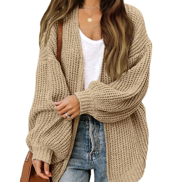 Dame Vinter Casual Sweater Oversized Chunky Overdel Med Lomme Til Hverdagsbrug Arbejde Shopping L khaki