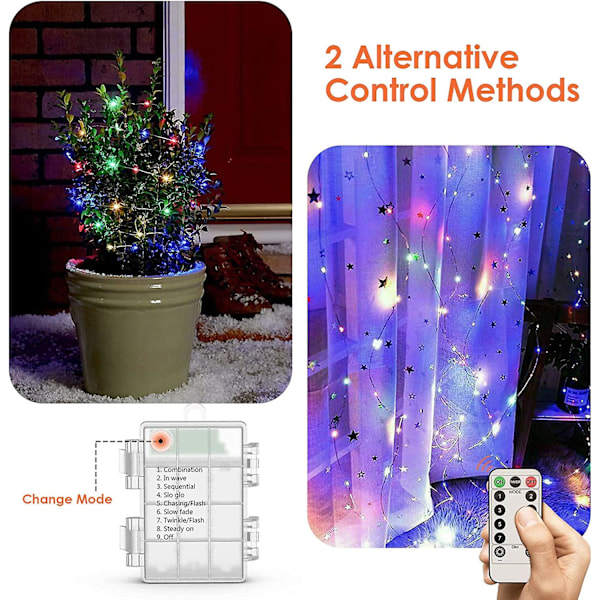 2 * 10m/200 LED Batteridrevne Lyslenker, til Jul