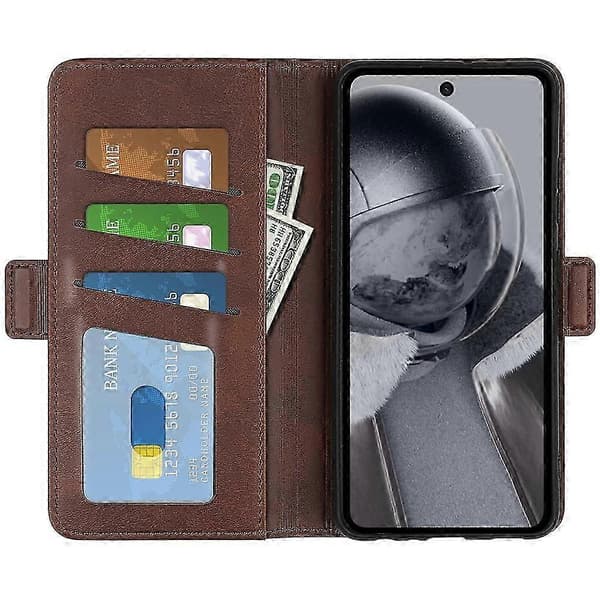 For Hmd Pulse/ Pulse+/ Pulse Pro Wallet Case Kalvetekstur Læder Stå Telefon Cover Brown