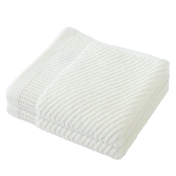 Bløde badehåndklæder i bomuld, hurtigtørrende og meget absorberende, teksturerede badehåndklæder 70*140 cm (2 stk.) White
