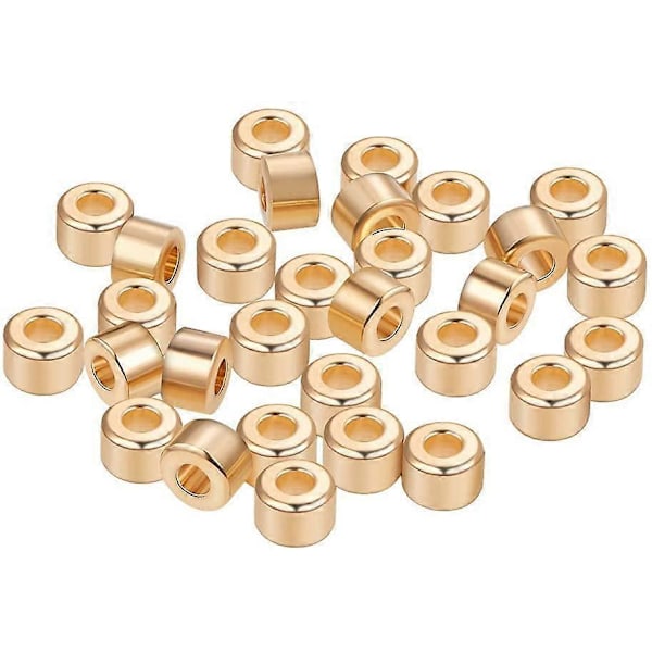 30 stk. 18K guldbelagte afstandsstykke perler metalperler til DIY smykkefremstilling og andet håndarbejde - 6x4mm søjleform