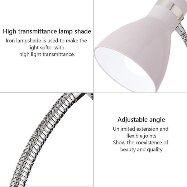 Bordlampe Skrivebordslampe med fleksibel justerbar studielampe med av/på-bryter