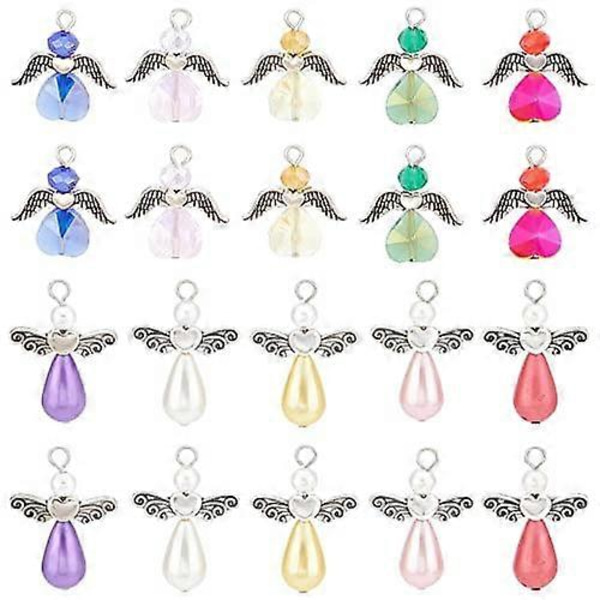 60 stk. Engel Charms Bulk Engel Perler Skytsengel Vinge Perle Hjerte Facetterede Glasperler Kærlighed Perler Eventyr Charms