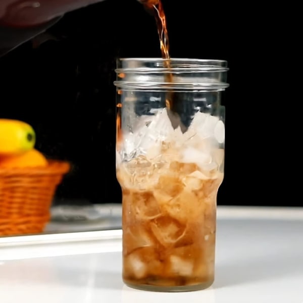 Glasglas med bambulock och sugrör 4-pack 22 oz iskaffe tumlare Återanvändbar Boba-kopp Smoothie-koppar Murareburk med bred mun Dricksglas Resor