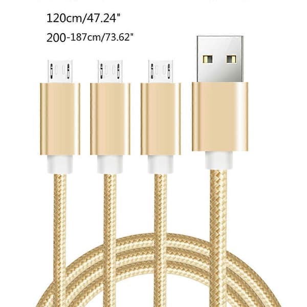3-i-1 Micro USB Splitterkabel, USB A Hane till 3 Micro USB Hane Laddningskabel
