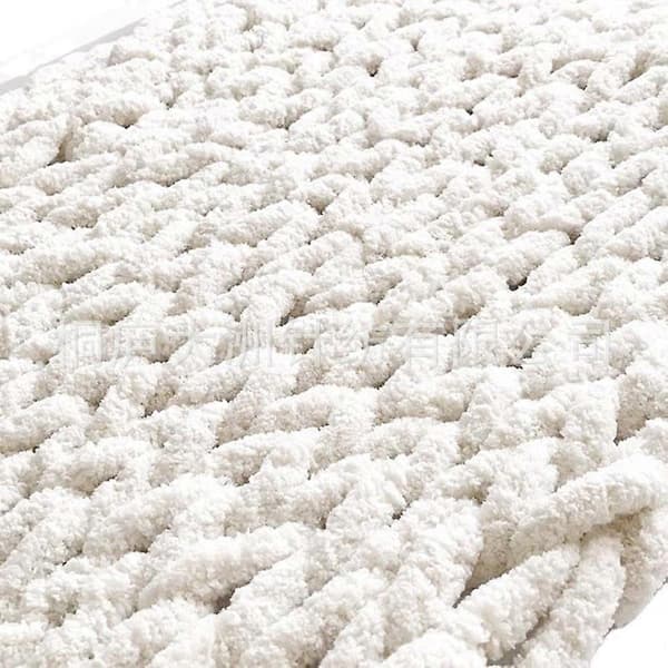 Tykt strikket pledd, 60*80cm strikkede pledd til seng og sofa, håndlaget tykt kremfarget heklet pledd, stort tykt pledd, maskinvaskbart