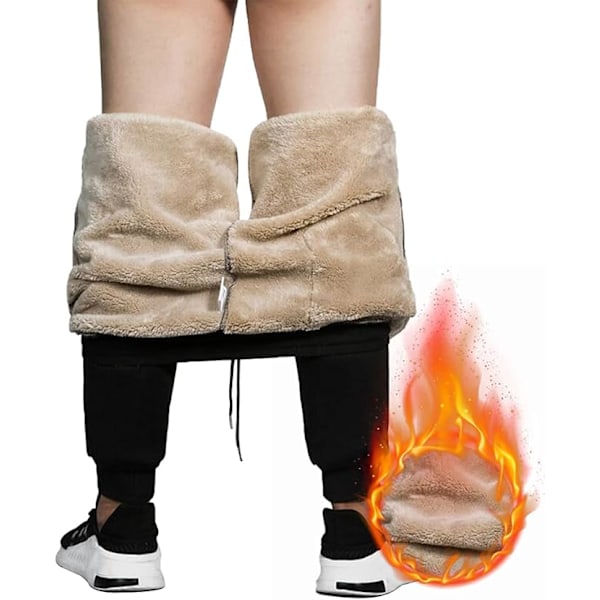 Mäns Fleece Joggingbyxor Casual Termiska Byxor Vinter Varma Joggers Byxor Jogging Tracksuit Byxor grå XXL