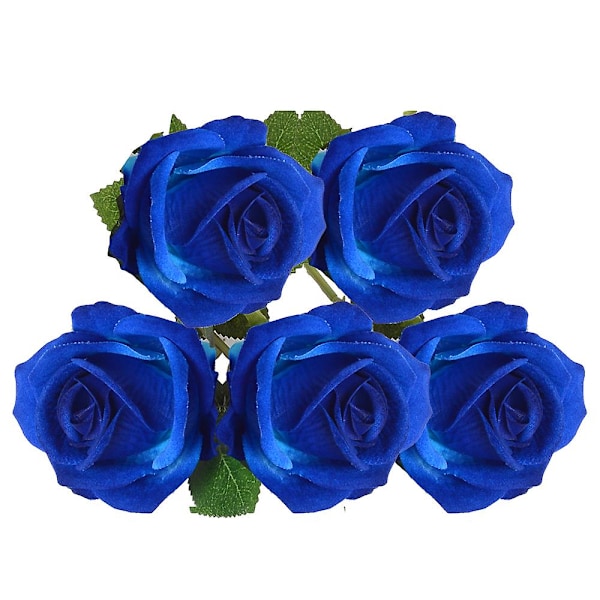 5 stk. Rosebukett Realistisk Falsk Rose Bryllup Familie Fest Dekorasjon Event Gave blue