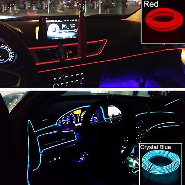 5m Bil Interiör Tillbehör Atmosfär Lampa Kallt Ljus Linje Diy Dekorativ Instrumentpanel Konsol Auto Led Ambient Ljus Red 1 meters