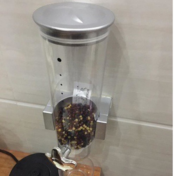 Väggmonterad torrmatdispenser för spannmålsplast Black