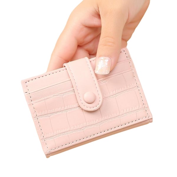Ultratynd pung til kvinder, foldbar kortholder med multi-kort, bi-fold, kort model Pink