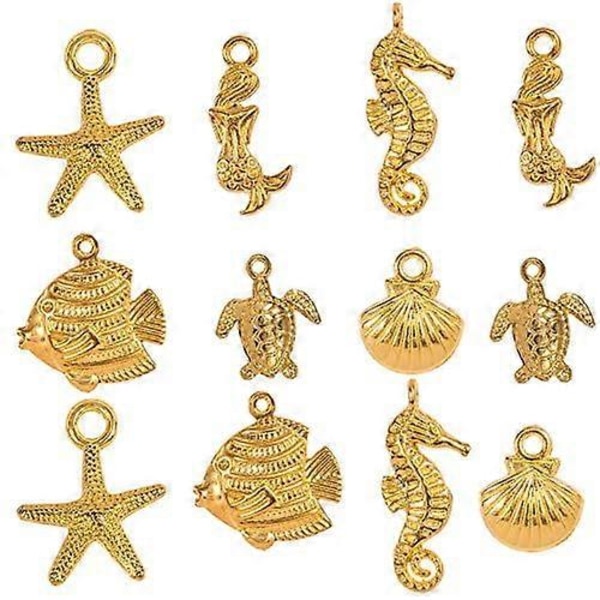 30 st 6 stilar Havsdjur Berlocker Antik Silver Marinliv Hänge Tibetansk Helix Sjöstjärna Sjöhäst Krabba Fisk Sköldpadda Hängen Berlocker för Sommar S