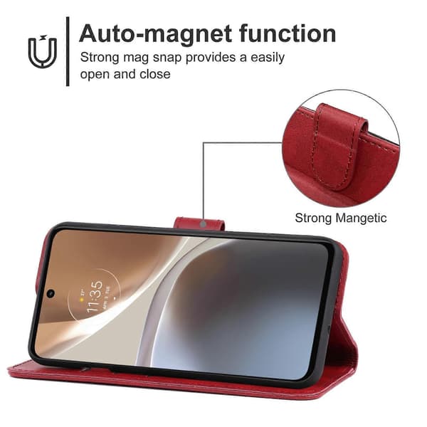 Läderfodral för Motorola Moto G32 Red