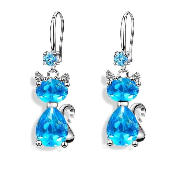 Söta räv zirkon drop dangle örhängen för kvinnor flickor fina smycken 1 par blue