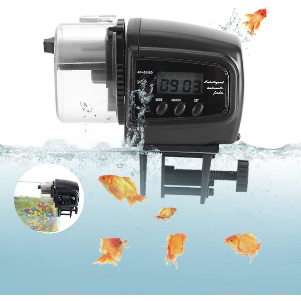 Fiskefôrautomat, automatisk elektronisk akvarium tank matdispenser digital LCD-skjerm