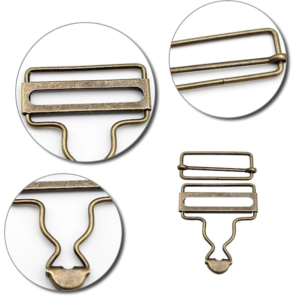 (Silver, Brons) 4 Stycken Hängselspännen, Metall Hängselspännen, Metallspännen med Rektangulär