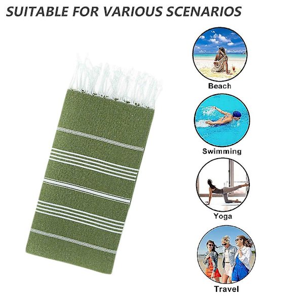 Turkiskt strandlakan Överdimensionerat 90*180cm 100% Bomull Sandfritt  Simhandduk Lätt Reshandduk Military green