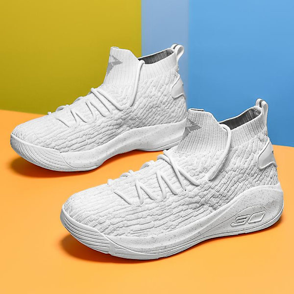 Herre Basketballsko Åndbare Skridsikre Sports Løbesko 6907 White EU 41