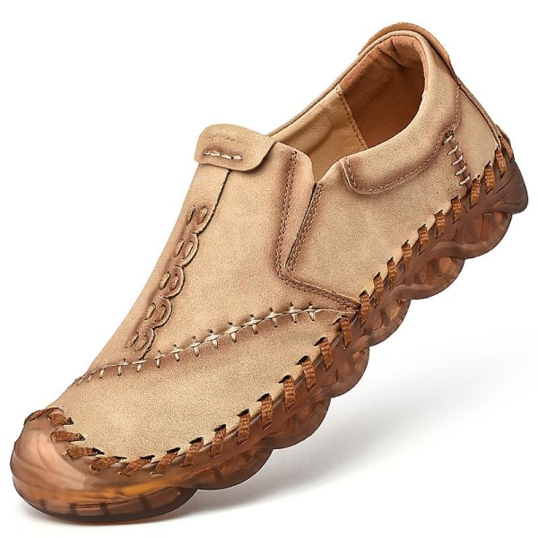 Miesten vapaa-ajan nahkaloaferit 3038 Khaki EU 38