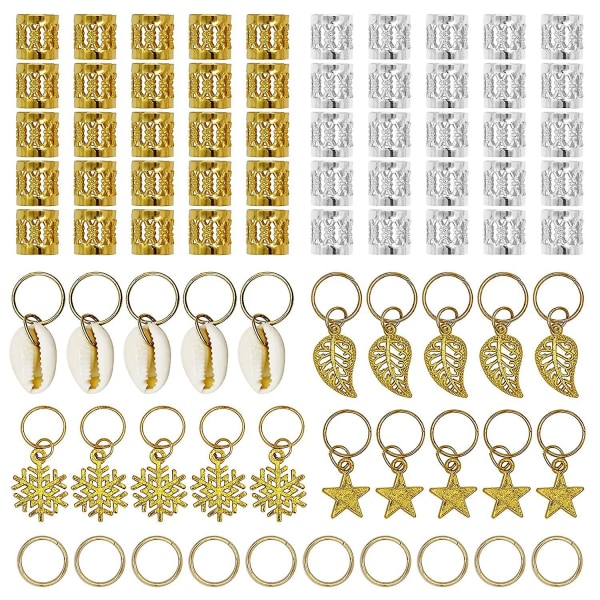 80 st Amazon Weave Diy Dirty Braid Set Star Leaves Snowflake Shell Pendant Hair Ring Cross-border Set