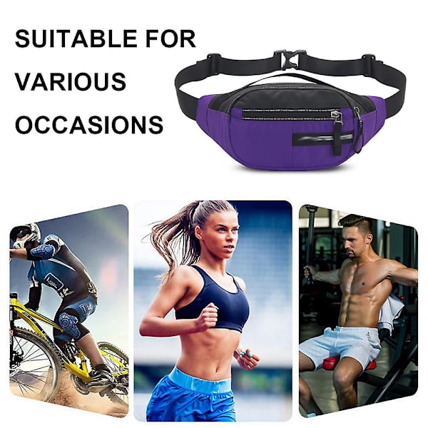 Hydreringsbelte for løping med justerbar stropp midjeveske egnet for fotturer, løping, jogging og camping purple