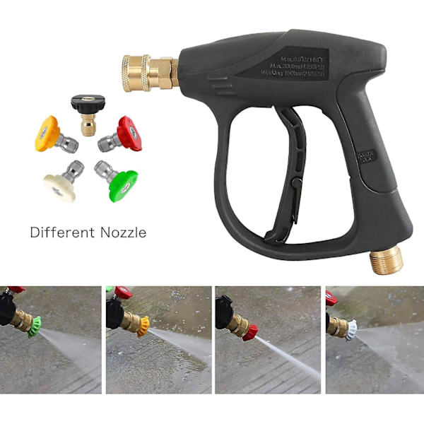Högtryckstvättpistol, 3000 PSI Max med 5 färger Snabbkoppling Munstycken M22 Slanganslutning 3.0 Spets