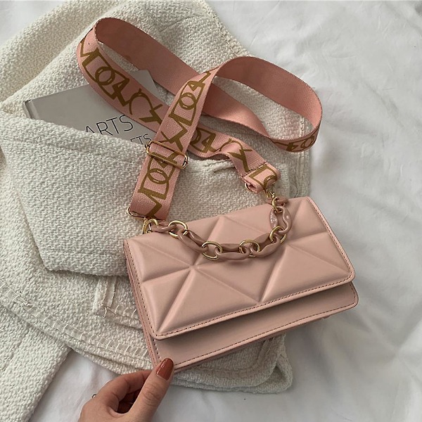 Naisten olkalaukku Vintage Keinonahkainen Klassinen Clutch Käsilaukku pink
