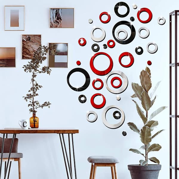 72 st Acrylic Väggstickers Dekor För Rum (silver Röd Svart)