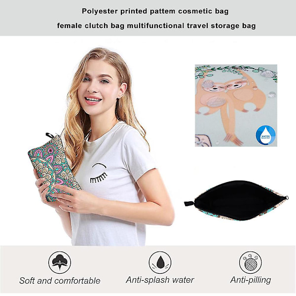 Polyesteri Painettu Kuvio Kosmetiikkalaukku Naisten Clutch-laukku Monitoiminen Matkasäilytyslaukku style3