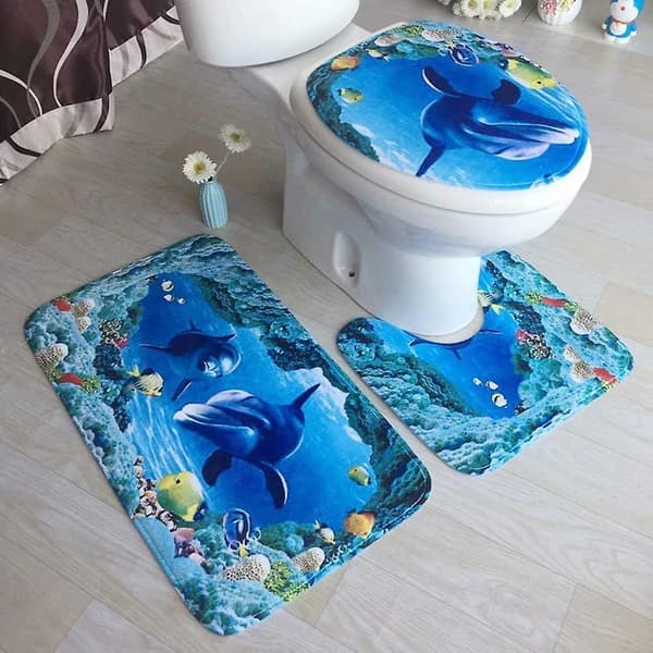180x180cm 4-delars duschdraperi badrumsmatta set toalettlock badrumsmatta badrum vattentät polyester gardiner badrumsmatta