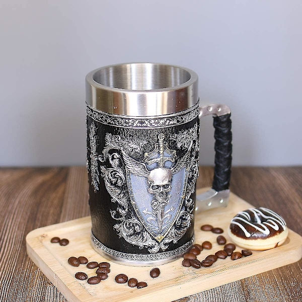 Rustfritt Stål Krigerkrus, Acsergery Middelaldersk Drikkekar Ølkrus Stein Tankard Kaffekopp Krus 500ml Gave