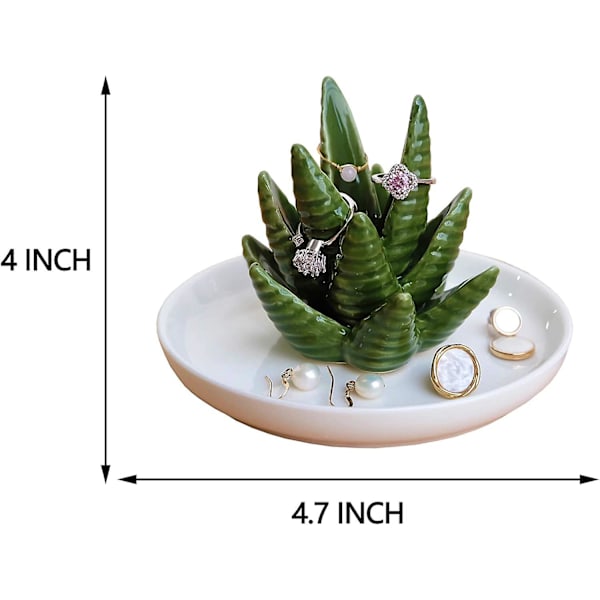 Aloe Ringholder, kaktus Ring Skål, smykkeholder Smykkeskrin Bakke til Ringe Øreringe Halskæde Organizer, julegave til Kvinder Piger, Fødselsdagsgave til