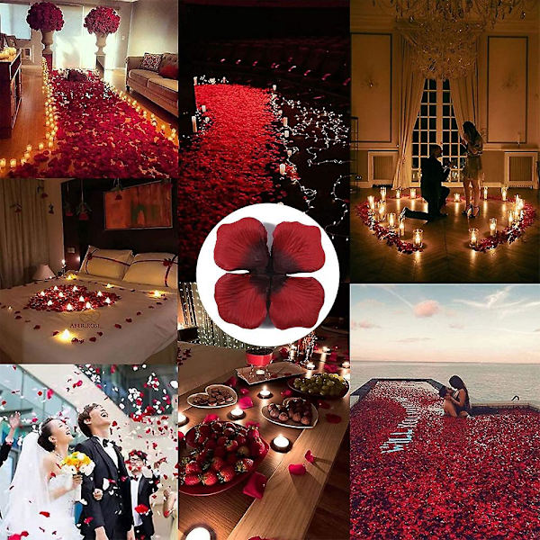 3000 st konstgjorda rosenblad för alla hjärtans dag, bröllop, fest och blomsterdekoration red